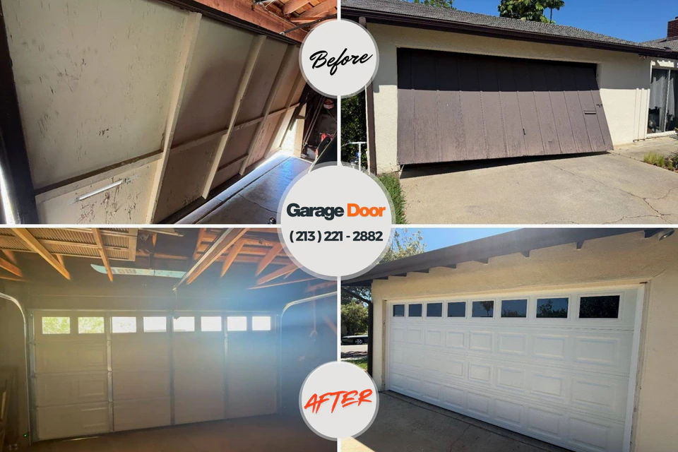 Before and after: garage door repair Worthington Hills, KY